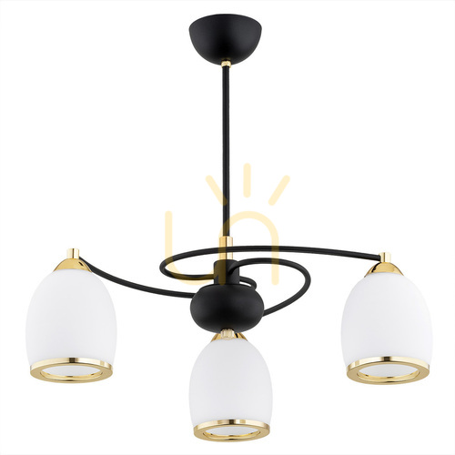 Check Argon Avila Plus 3-Light White Glass Brass Chandelier 6144