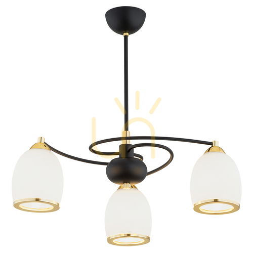 Check Argon Avila Plus 3-Light White Glass Brass Chandelier 6144