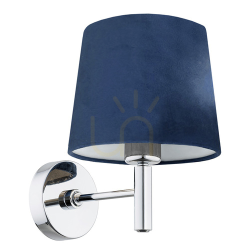 Check Wall Lamp ARGON BOLZANO 3908 Navy Blue Velour Chrome E27 IP20