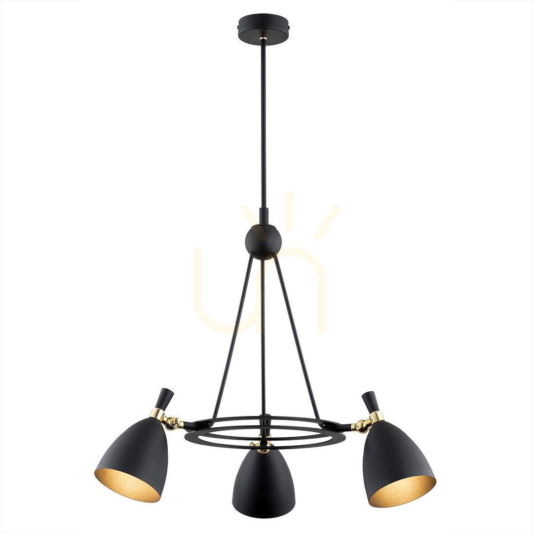 Kronleuchter ARGON Charlotte schwarz messing E27 3-flammig 6149
