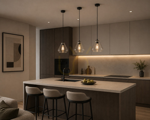Check Argon Decorato 4047 E27 Pendant Light – Clear Glass with Black Details
