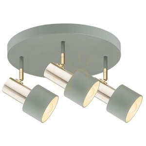 ARGON Doria 6007 ceiling spotlight, textured sage with brassed fittings, 3 x E27 small 0