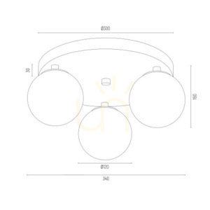 Argon FLAVIO 1413 ceiling light, brass with 3 white opal glass globes, 3xE14 IP44, 34 cm small 8