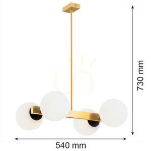Argon FREEMONT 1767 Opal Matt Glass and Brushed Brass 4-Light E27 Chandelier small 6
