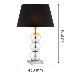 Argon FUDŻI table lamp black chrome glass fabric shade E27 55 cm 3622 small 2