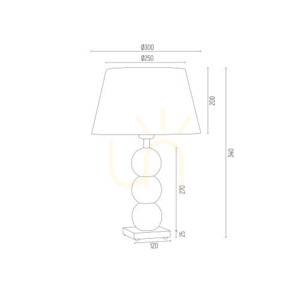 Argon FUDŻI table lamp black chrome glass fabric shade E27 55 cm 3622 small 3