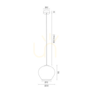 ARGON KALIMERA Black Glass Pendant Light 4041 E27 IP20 small 2