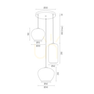Argon KALIMERA Black Glass Pendant Light 3xE27 IP20 1431 small 2