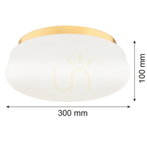 Argon OMBRA 6142 flush ceiling light, opal glass and brass-plated steel, 3×E27, 30 cm small 4