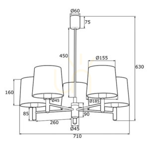 Chandelier ARGON Ponte Plus 2145 Green Brass 5-Light E27 small 3