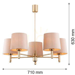 Chandelier ARGON PONTE PLUS Beige Brass 5-Light E27 2105 small 5