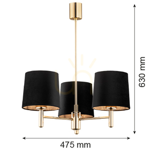 ARGON PONTE PLUS Black / Dark Brass 3-Light E27 Chandelier 6111 small 6