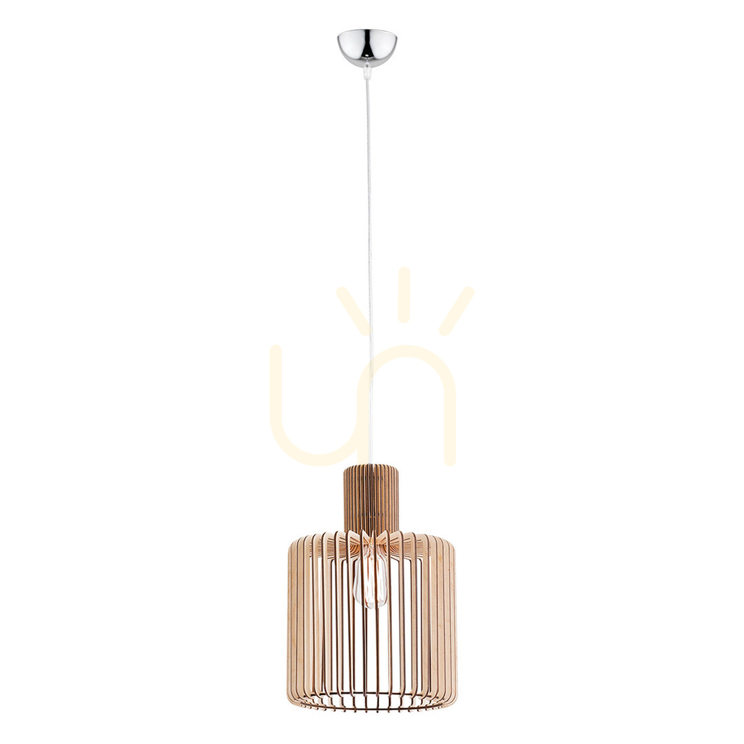 Pendant Lamp ARGON Portoryko Chrome Wood 400 mm E27 3673