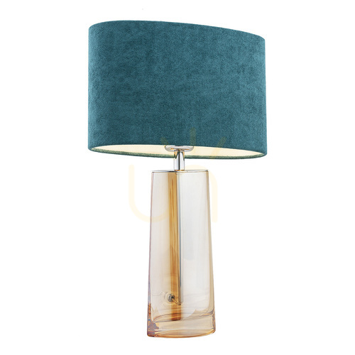Check Table Lamp ARGON PRATO Turquoise Glass Chrome E27 3842