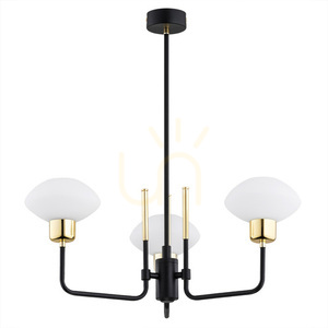 Argon Ravello 6166 3-light chandelier, black and brass, opal glass, E14 small 1