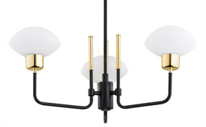 Argon Ravello 6166 3-light chandelier, black and brass, opal glass, E14 small 3