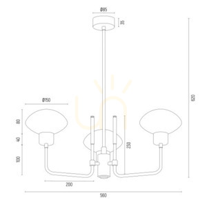 Argon Ravello 6166 3-light chandelier, black and brass, opal glass, E14 small 7