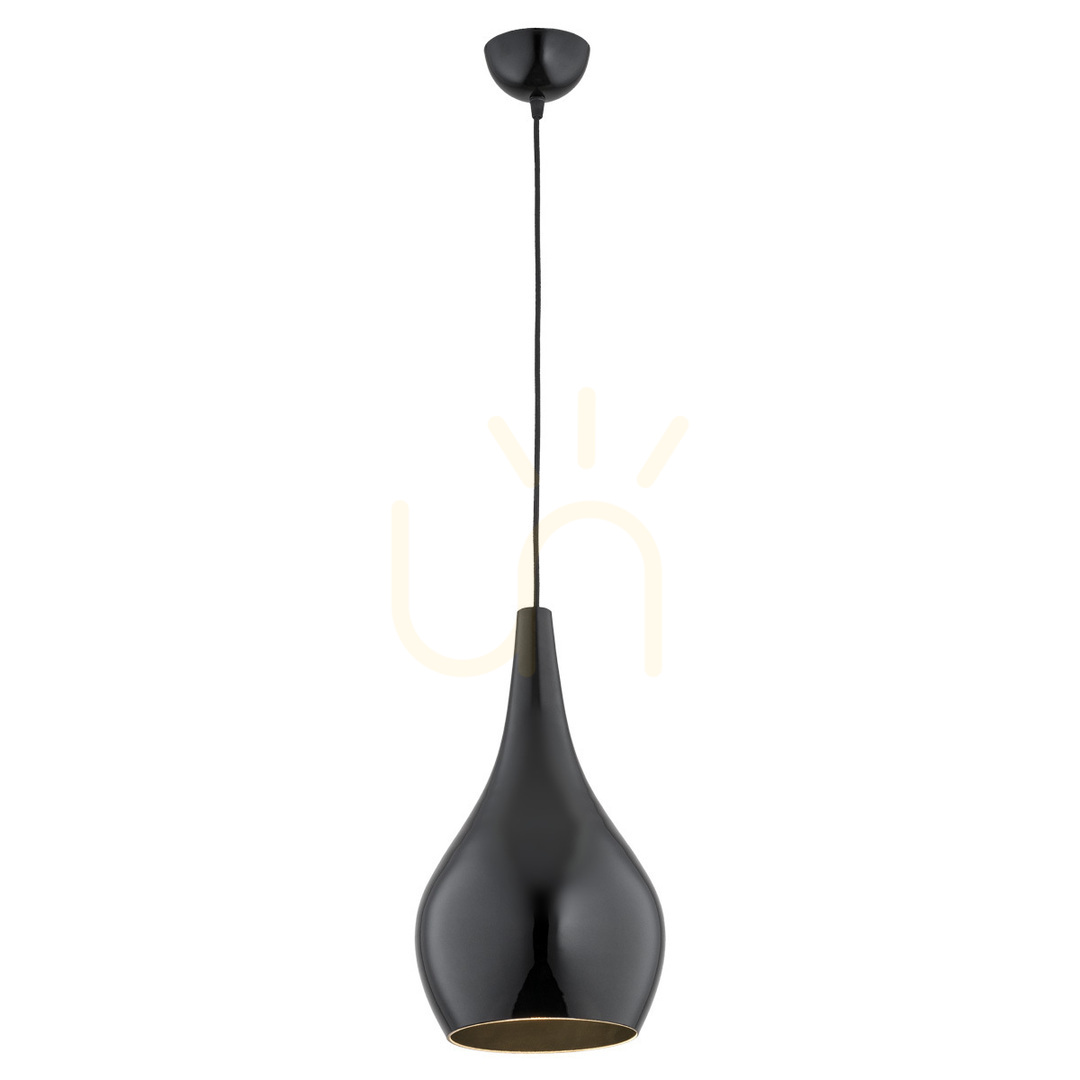 Argon Santana Black Pendant Light 220mm E27 Steel Glass 3997