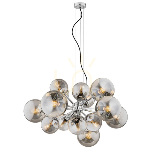 Check ARGON SATELITE 5022 Chrome and Graphite Chandelier, 15 × E27