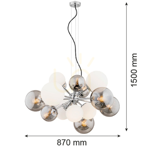 Argon Satelite 5020 White Glass Chrome Chandelier 15xE27 small 2