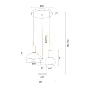Pendant Light ARGON SINES Turquoise Brass-Plated E27 4218 small 2