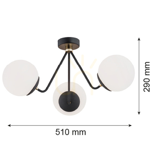 Chandelier ARGON TOMAR White Glass Black Brass E27 1478 small 1