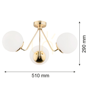 Chandelier ARGON TOMAR White Glass Brass 3xE27 IP20 1481 small 1