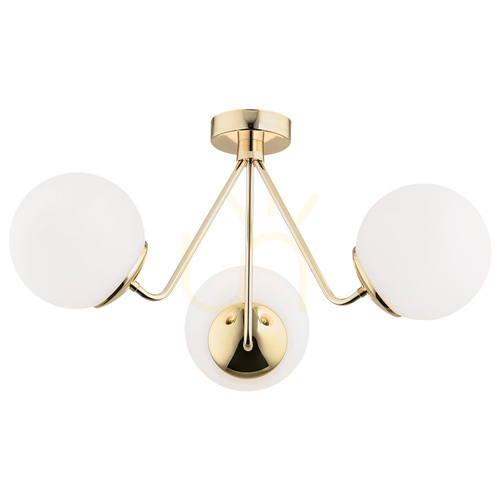 Check Chandelier ARGON TOMAR White Glass Brass 3xE27 IP20 1481