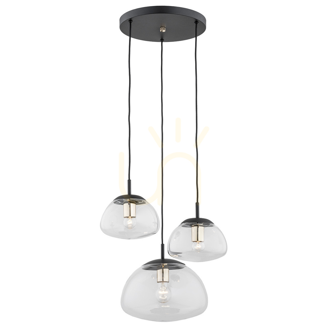 Pendelleuchte ARGON TRINI 3-flammig Schwarz Glas Messing 1492