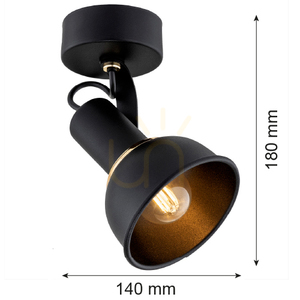 Argon TWIST 4900 adjustable wall light, black with brass-plated details, E14 small 2