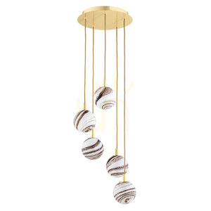 Argon ARUBA 2182 Pendant Lamp Marbled Glass, Brushed Brass, 5xE14, 139.5 cm small 1