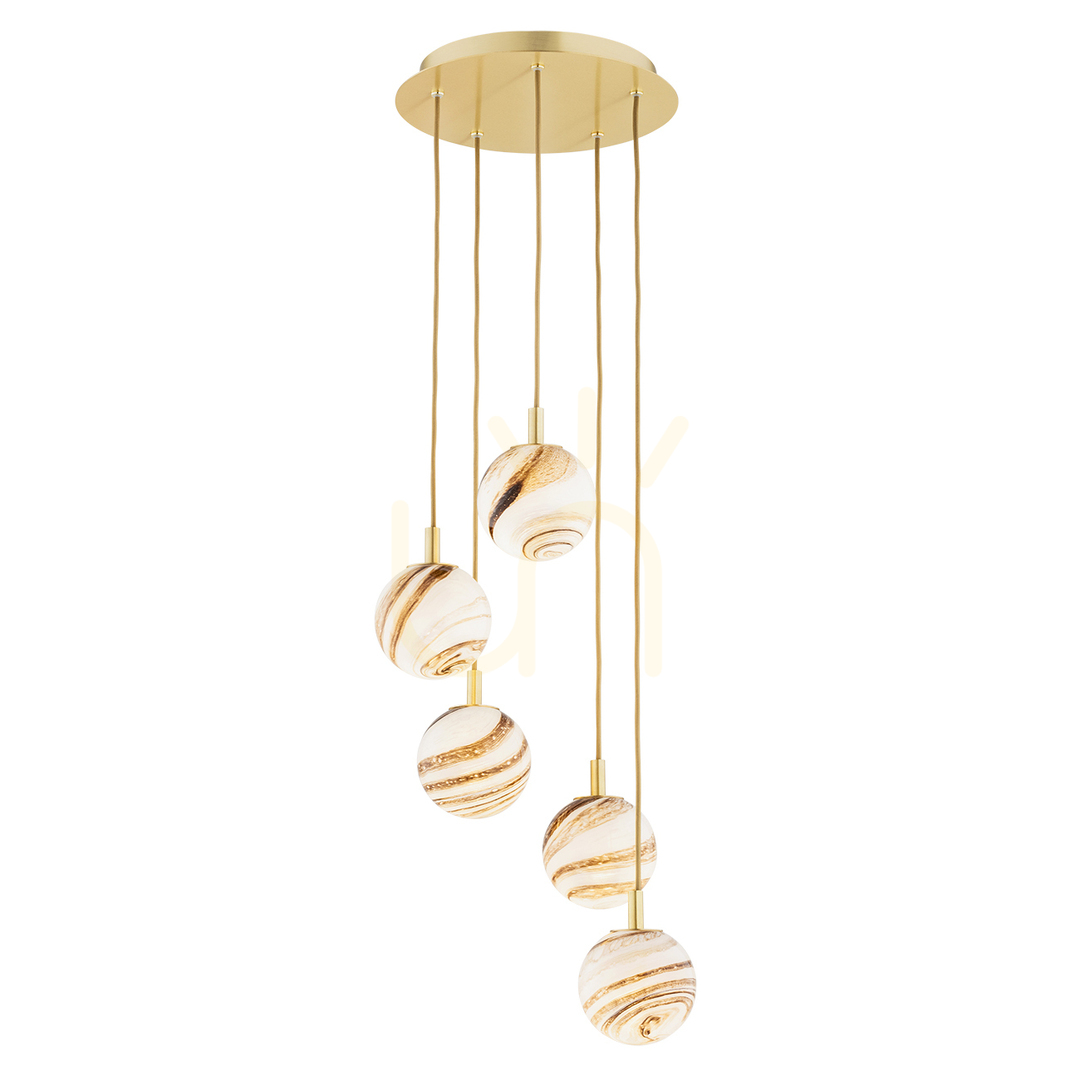 Argon ARUBA White-Brass Marble Glass Pendant Light 5xE14 2182