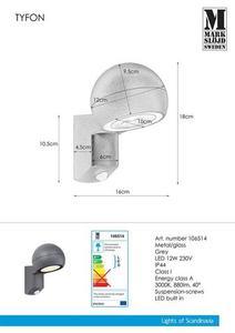 Wall Light Markslojd Tyfon Sensor Dark Gray IP44 106514 small 0