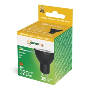 Led Gu10 230 V 4 W Smd 38st Nw With Lens Black Spectrum. small 1