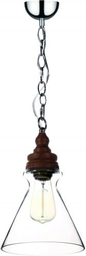 Check Britop Lighting Edvin Pendant Light, Chrome, Wood, Transparent, Industrial Style, E14, 40W