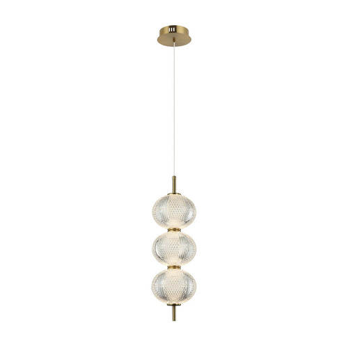 Check Italux LED Pendant Light Brass Transparent 3-Lamp 3000K PND-29038-3-GD