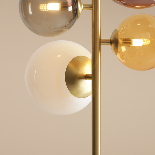 Check Aldex Bloom Multicolour 1111A40 floor lamp, brass, coloured glass shades, 4×G9