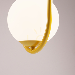 Aldex Riva 2 Mustard 1086H14 Pendant Light – Mustard Frame, 2 White Glass Globes, 2x E14 small 2