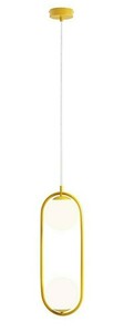 Aldex Riva 2 Mustard 1086H14 Pendant Light – Mustard Frame, 2 White Glass Globes, 2x E14 small 0