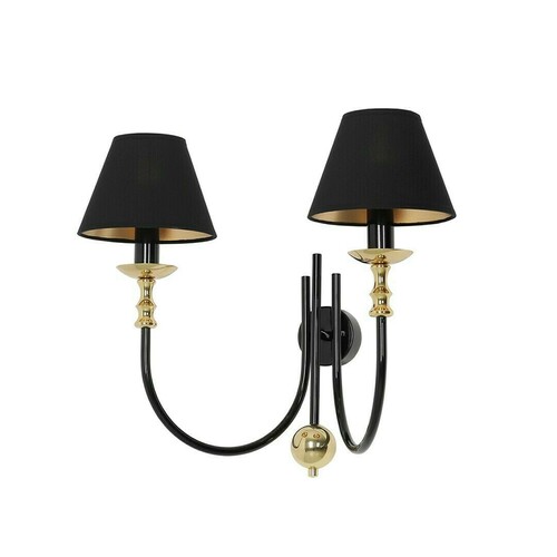 Check Wall Lamp Aldex Roma 2 Black Metal Fabric 1118D1