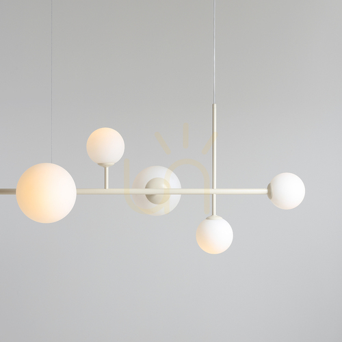 Check Aldex Dione 6 Cream Pendant Chandelier, Cream Metal and Glass, 1092K9