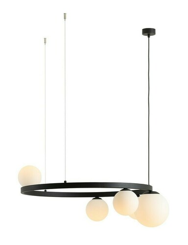 Check Aldex Garda 5 Ring Black Metal Glass Pendant Light 1099F1_R