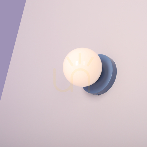 Check Aldex Ball II Dusty Blue S Wall Light, Blue, 14 cm Glass Globe, 1126C16_S