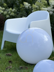 Decorative White Gloss Ball - LUNA BALL 40 cm including mounting kit, 3m cable, skewer - PREMIUM - UV small 13