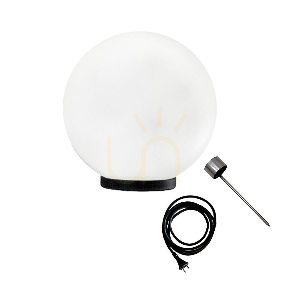 Glossy White Garden Ball - LUNA BALL 50 cm, includes mounting kit, 3-meter cable, and spike - UV