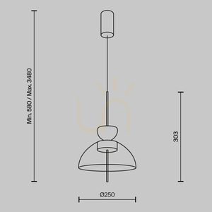 Pendant lamp Maytoni Bangkok MOD185PL-L6B3K2 black, clear glass LED 12 W 3000 K 25 cm small 8