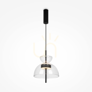 Pendant lamp Maytoni Bangkok MOD185PL-L6B3K2 black, clear glass LED 12 W 3000 K 25 cm small 0