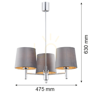 Chandelier ARGON Bolzano Plus 6107 chrome dark gray velour E27 3-light small 5