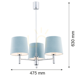 Argon Bolzano chrome blue 3-light chandelier 1383 small 2