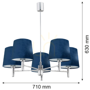 Chandelier ARGON Bolzano Navy Blue 5-Light E27 Chrome 2074 small 2